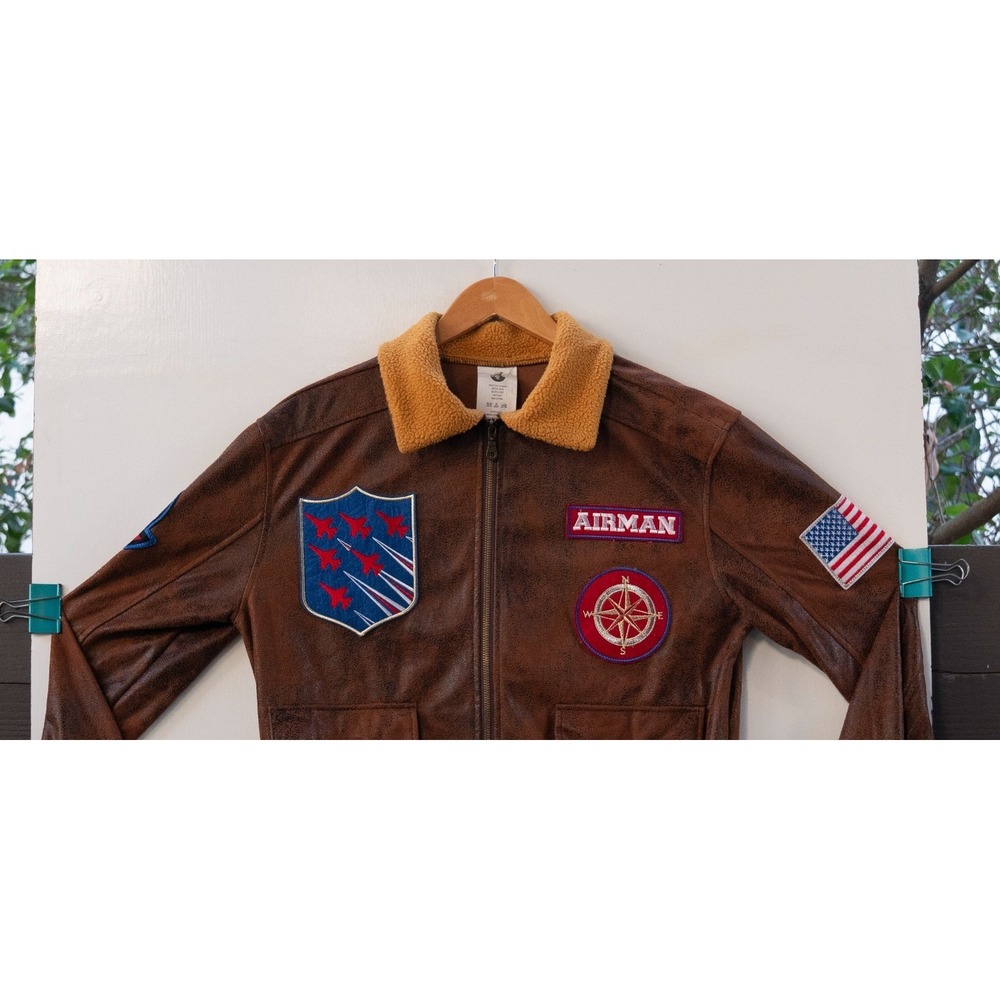 Top Gun Maverick Jacket Men's Small Spirit Halloween Costume Faux Leather Bomber - Picture 2 of 9